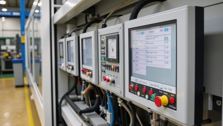 A crisp, professional photograph focuses sharply on an industrial control panel, situated within a bustling factory environment. The control panel features rows of buttons, gauges, and screens displaying data, all enclosed by sturdy metal framing and tangled cables. The image is characterized by clean lines and precise detail, with the focus clearly centered on the intricate machinery before us. A sense of order and efficiency permeates the scene as we take in the interconnected components that govern this industrial facility's operation.
Negative prompt: 
Steps: 8, Sampler: euler_beta, CFG scale: 1.0, Seed: 330955874916780, Model: acornIsSpinningFLUX_v11Hyper8Step.safetensors, Model hash: 36a2859beb, VAE: ae.safetensors, VAE hash: afc8e28272, Hashes: {"model": "36a2859beb", "vae": "afc8e28272"}, Title: Industrial control panel within a factory/ showcasing rows of buttons/ gauges/ and monitors displaying data amidst metallic framing and wires., Tags: Industrial Control Panel/ Factory Setting/ Buttons Row/ Gauges/ Data Screens/ Metal Framing/ Cables/ Equipment/ Electrical Components/ Machinery/ Operations Center/ Manufacturing Facility/ Instrumentation Panels/ Control Room/ Dashboard/ Operational Interface/ Technical Workspace/ Industrial Design/ High-Tech/ Digital Displays/ Analog Gauges/ Push Buttons/ Knobs/ Switches/ Lighting Fixtures/ Wiring Harnesses/ Electronic Components/ Conduit Pipes/ Industrial Control Systems/ Human Machine Interface (HMI)/ Process Monitoring/ Operator Console/ Factory Automation/ Remote Access/ SCADA System., WD14: solo/ short_hair/ shirt/ 1boy/ standing/ white_shirt/ male_focus/ shoes/ collared_shirt/ pants/ indoors/ black_footwear/ realistic/ blue_pants